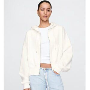 EUC Gap VintageSoft Full-Zip Wedge Hoodie (White)